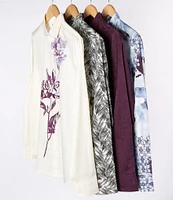 Murano Inflorescence Collection Slim Fit Jacquard Long Sleeve Woven Shirt