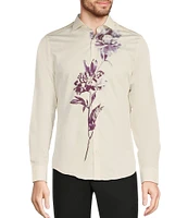 Murano Inflorescence Collection Slim Fit Placed Floral Print Long Sleeve Woven Shirt