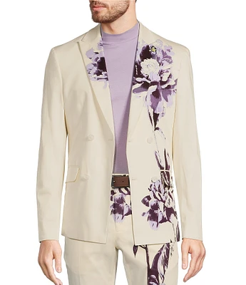 Murano Inflorescence Collection Slim Fit Placed Floral Suit Separates Jacket