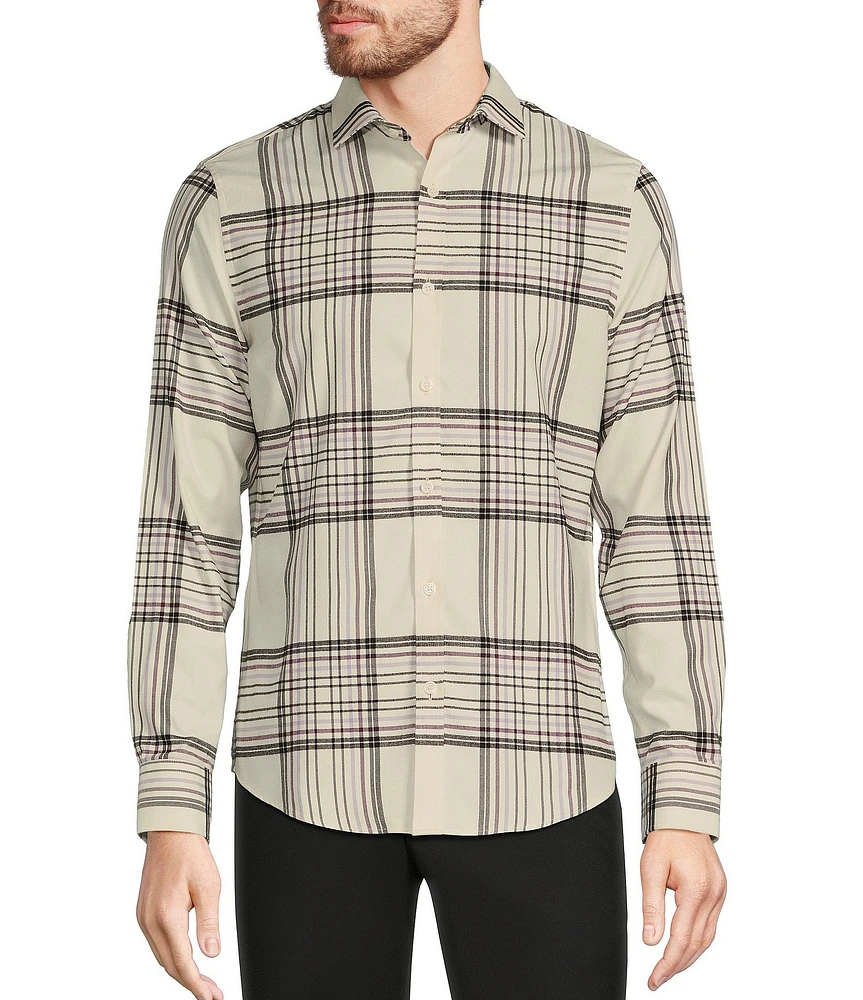 Murano Inflorescence Collection Slim Fit Plaid Long Sleeve Woven Shirt