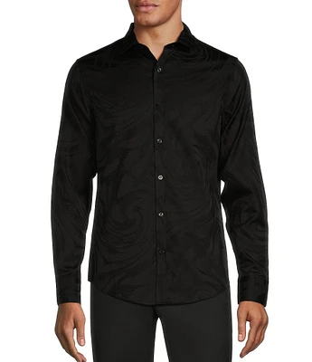 Murano Inflorescence Collection Slim Fit Two-Tone Jacquard Long Sleeve Woven Shirt