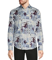 Murano Inflorescence Collection Slim Fit Water Color Long Sleeve Woven Shirt