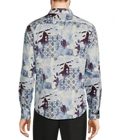 Murano Inflorescence Collection Slim Fit Water Color Long Sleeve Woven Shirt