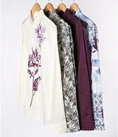 Murano Inflorescence Collection Slim Fit Water Color Long Sleeve Woven Shirt