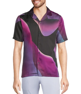 Murano Interdimensional Collection Slim Fit Lava Lamp Print Short Sleeve Woven Camp Shirt