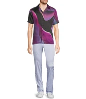 Murano Interdimensional Collection Slim Fit Lava Lamp Print Short Sleeve Woven Camp Shirt