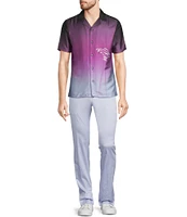 Murano Interdimensional Collection Slim Fit Ombre UFO Print Short Sleeve Woven Camp Shirt