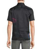 Murano Interdimensional Collection Slim Fit Planet Applique Short Sleeve Convertible Woven Camp Shirt