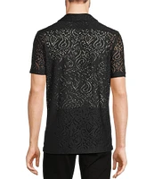 Murano Interdimensional Collection Slim Fit Rib Eyelet Camp Collar Knit Woven Shirt