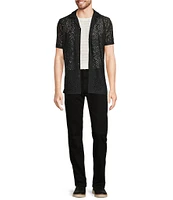 Murano Interdimensional Collection Slim Fit Rib Eyelet Camp Collar Knit Woven Shirt