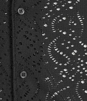 Murano Interdimensional Collection Slim Fit Rib Eyelet Camp Collar Knit Woven Shirt