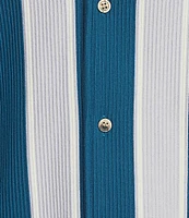 Murano Interdimensional Collection Slim Fit Striped Rib Camp Collar Knit Shirt