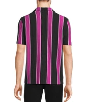 Murano Interdimensional Collection Slim Fit Striped Rib Camp Collar Knit Shirt