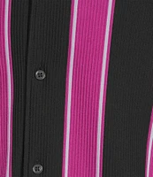 Murano Interdimensional Collection Slim Fit Striped Rib Camp Collar Knit Shirt