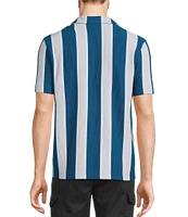 Murano Interdimensional Collection Slim Fit Striped Rib Camp Collar Knit Shirt