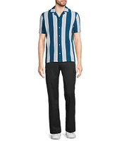 Murano Interdimensional Collection Slim Fit Striped Rib Camp Collar Knit Shirt