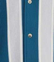 Murano Interdimensional Collection Slim Fit Striped Rib Camp Collar Knit Shirt