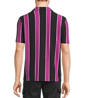 Murano Interdimensional Collection Slim Fit Striped Rib Camp Collar Knit Shirt