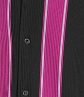 Murano Interdimensional Collection Slim Fit Striped Rib Camp Collar Knit Shirt
