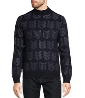 Murano Jacquard Performance Textured Long Sleeve Mock Neck Sweater