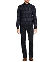 Murano Jacquard Performance Textured Long Sleeve Mock Neck Sweater