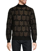 Murano Jacquard Performance Textured Long Sleeve Mock Neck Sweater