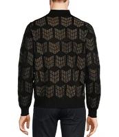 Murano Jacquard Performance Textured Long Sleeve Mock Neck Sweater