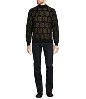 Murano Jacquard Performance Textured Long Sleeve Mock Neck Sweater