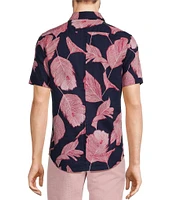 Murano Jewels of Jaipur Collection Palm Print Short Sleeve Woven Shirt