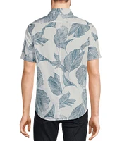 Murano Jewels of Jaipur Collection Palm Print Short Sleeve Woven Shirt