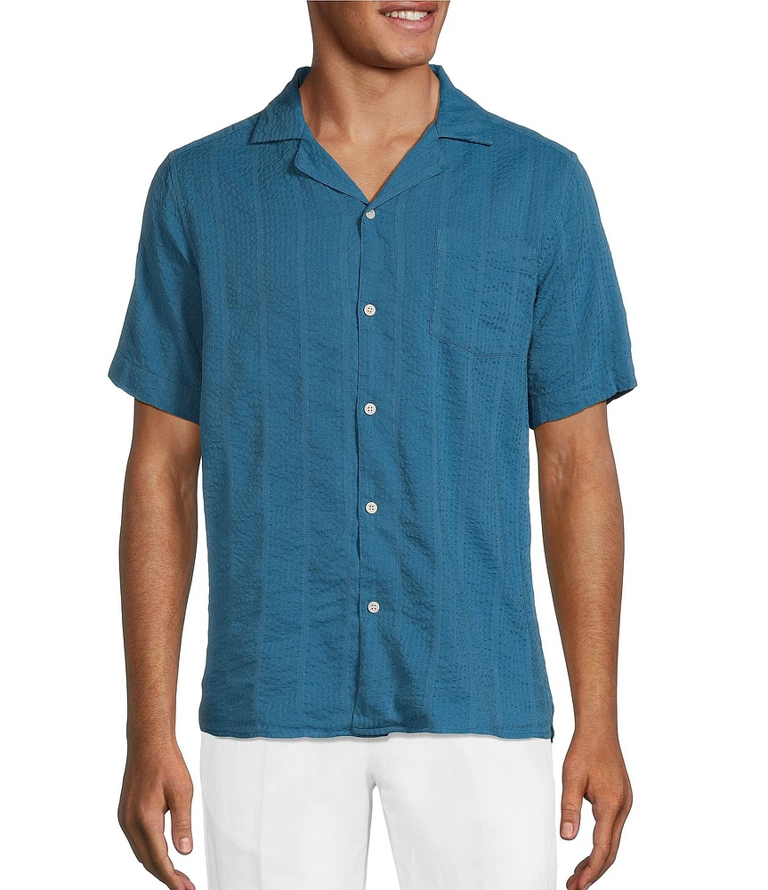 Murano Jewels of Jaipur Collection Slim Fit Solid Seersucker Short Sleeve Woven Shirt