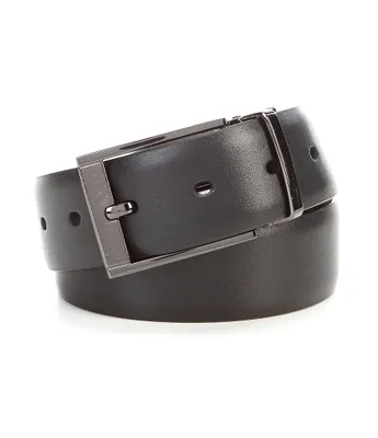 Murano Laser Head Silver Reversible Leather Belt