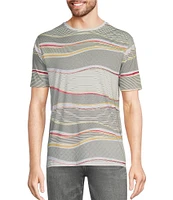 Murano Liquid Luxury Classic Fit Crew Neck Multi-Patterned Stripe Short Sleeve T-Shirt