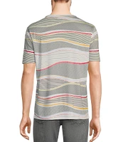 Murano Liquid Luxury Classic Fit Crew Neck Multi-Patterned Stripe Short Sleeve T-Shirt