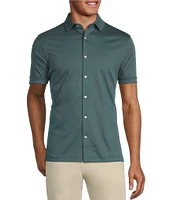 Murano Liquid Luxury Classic Fit Solid Coat Front Short Sleeve Woven Shirt
