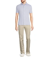Murano Liquid Luxury Classic Fit Solid Coat Front Short Sleeve Woven Shirt