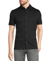 Murano Liquid Luxury Classic Fit Solid Coat Front Short Sleeve Woven Shirt