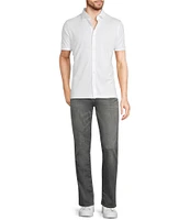 Murano Liquid Luxury Classic Fit Solid Coat Front Short Sleeve Woven Shirt