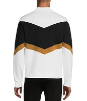 Murano Liquid Luxury Collection Color Block Zip-Front Long Sleeve Shirt