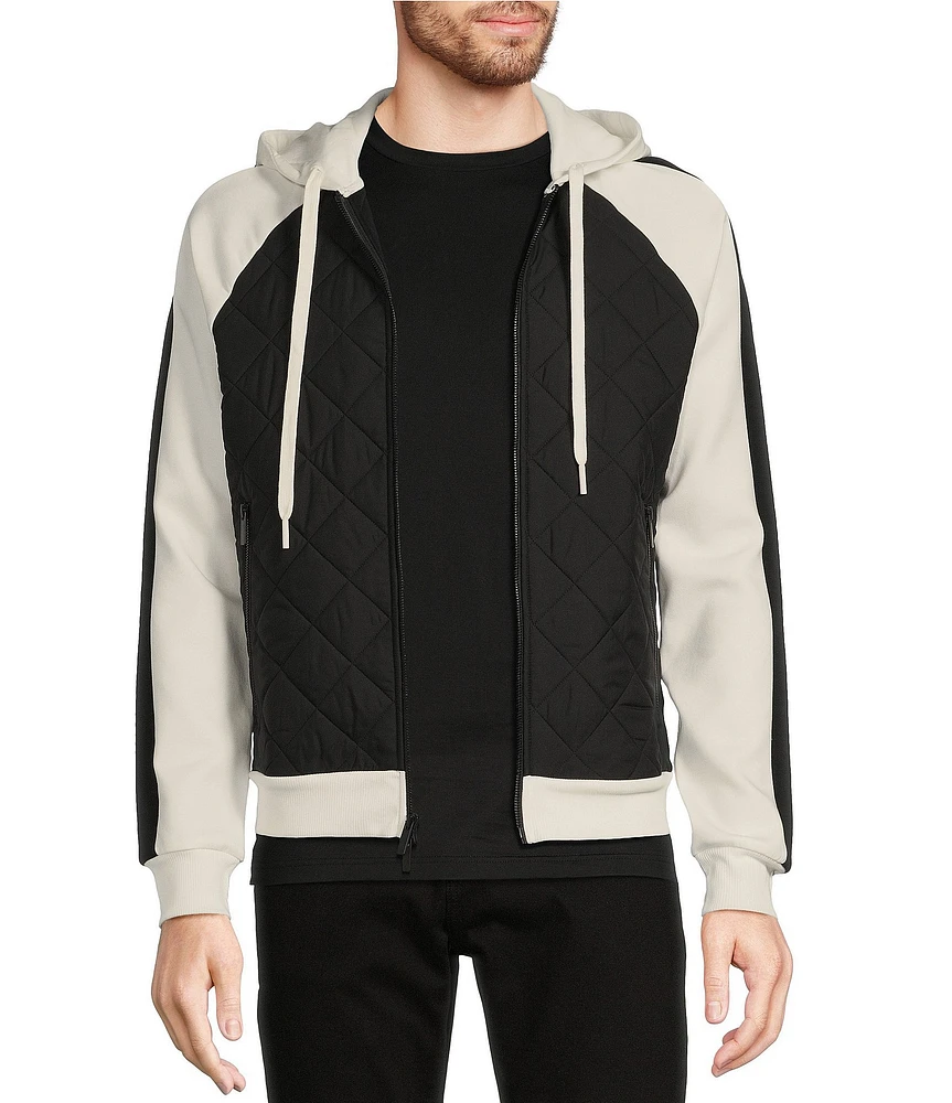 Murano Liquid Luxury Slim Fit Color Block Full-Zip Hoodie