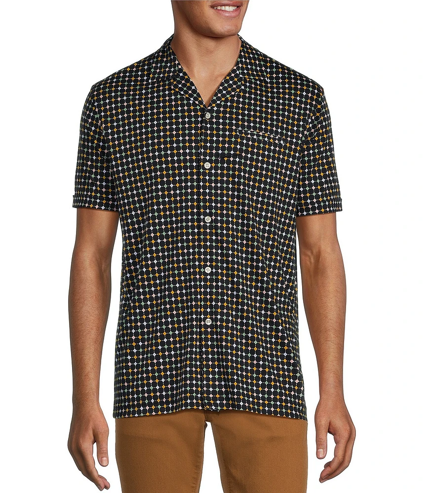 Murano Liquid Luxury Slim Fit Printed Short Sleeve Coatfront Shirt