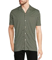 Murano Liquid Luxury Slim Fit Printed Short Sleeve Coatfront Shirt