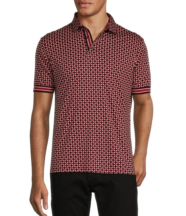 murano liquid luxury dress shirts Murano Liquid Luxury Slim Fit Geo Pattern Short Sleeve Polo Shirt