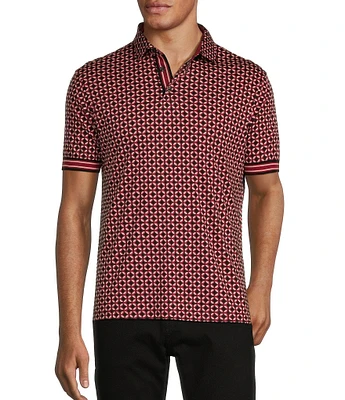 Murano Liquid Luxury Slim Fit Printed Short Sleeve Polo Shirt