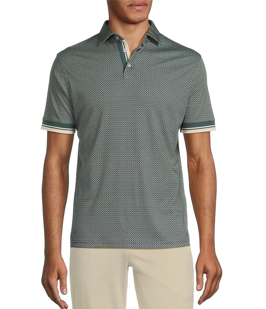 Murano Liquid Luxury Slim Fit Printed Short Sleeve Polo Shirt