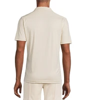 Murano Liquid Luxury Slim Fit Solid Coatfront Short Sleeve Woven Camp Shirt