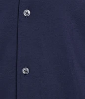 Murano Liquid Luxury Slim Fit Solid Coatfront Short Sleeve Woven Camp Shirt