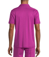 Murano Liquid Luxury Slim Fit Solid Coatfront Short Sleeve Woven Camp Shirt