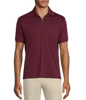 Murano Liquid Luxury Slim Fit Solid Interlock Short Sleeve Quarter-Zip Polo Shirt