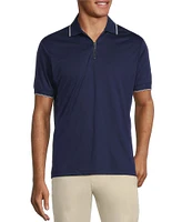 Murano Liquid Luxury Slim Fit Solid Interlock Short Sleeve Quarter-Zip Polo Shirt